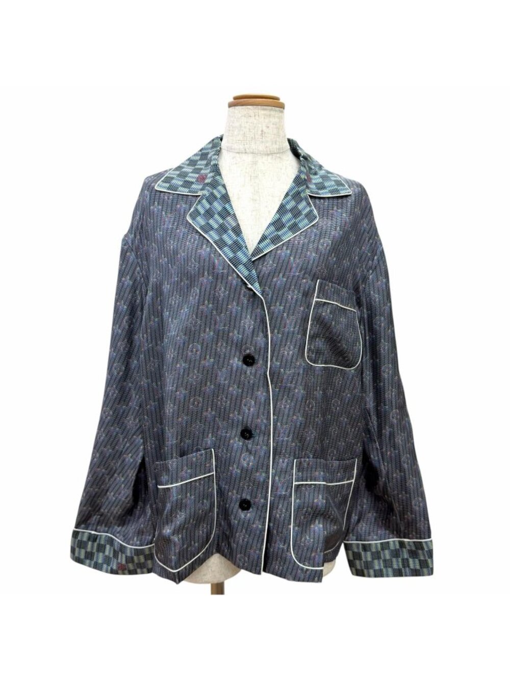 Louis Vuitton Silk 100% LV Buttoned 3D Monogram Print All Over Long Sleeve